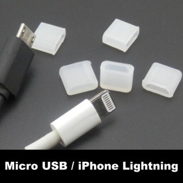 Micro USB / iPhone Lightning Male Plug Connector Silicone Rubber Dust Cover