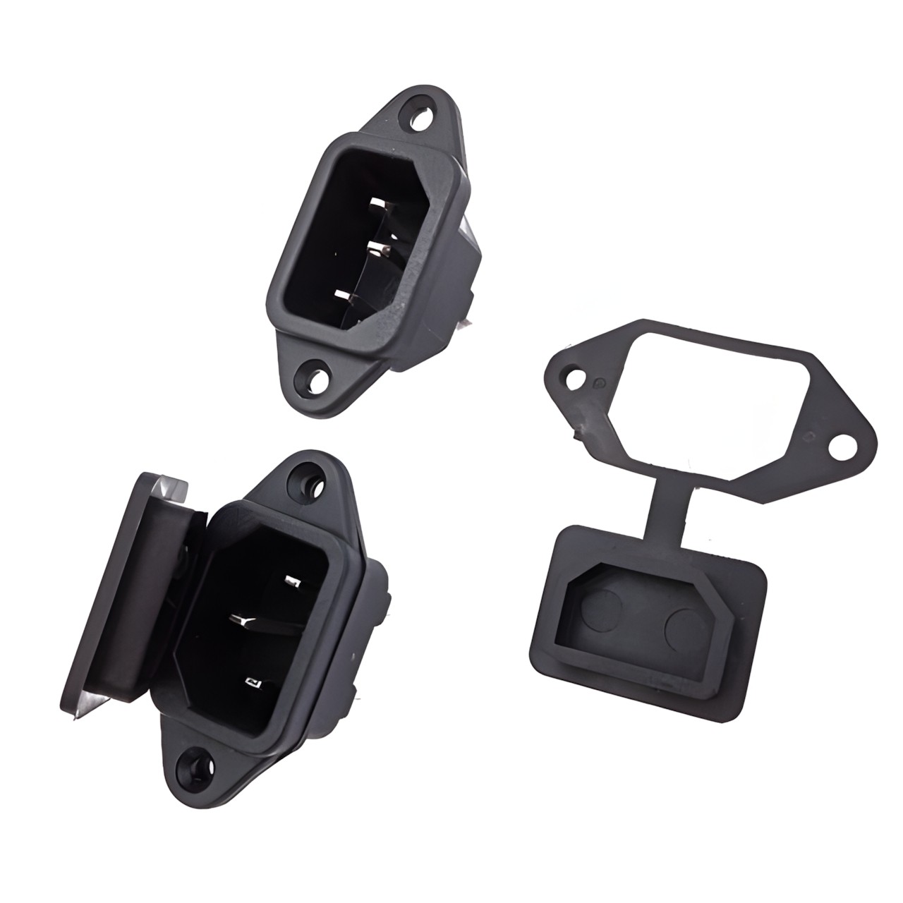 PSU IEC C14 Inlet Panel Mount Power Socket Rubber Waterproof Cover ...